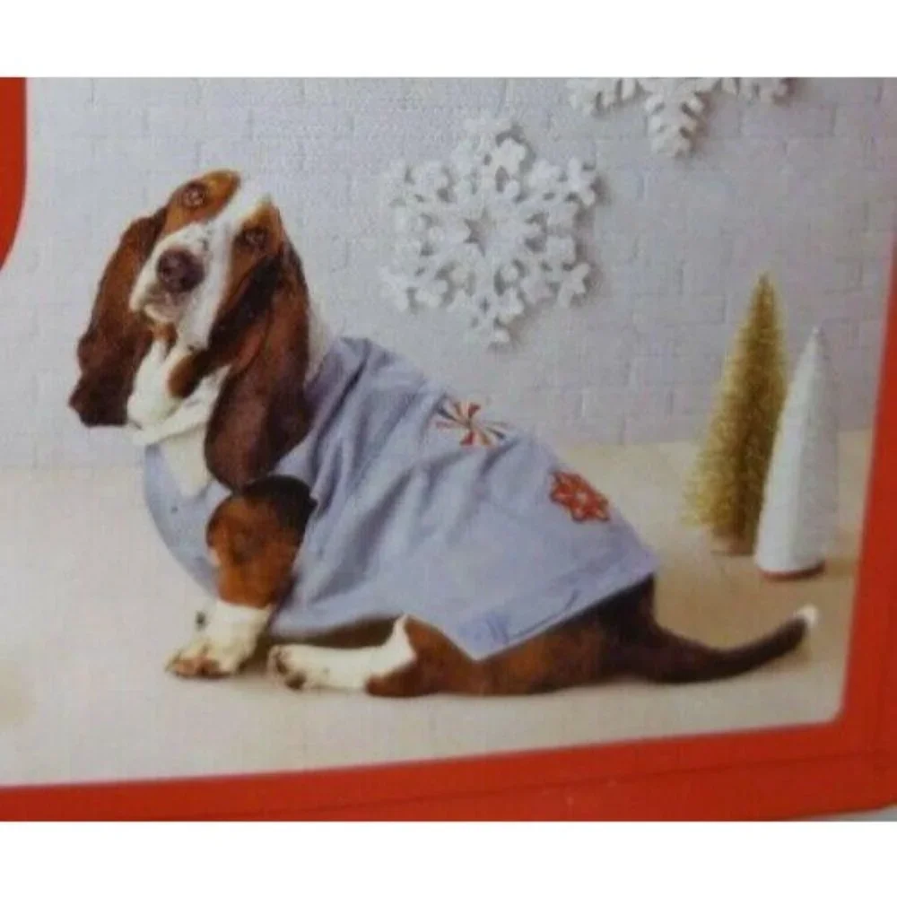 Wondershop Denim I Believe Dog Jacket Snowflake Candy Sherpa Collar Size Small